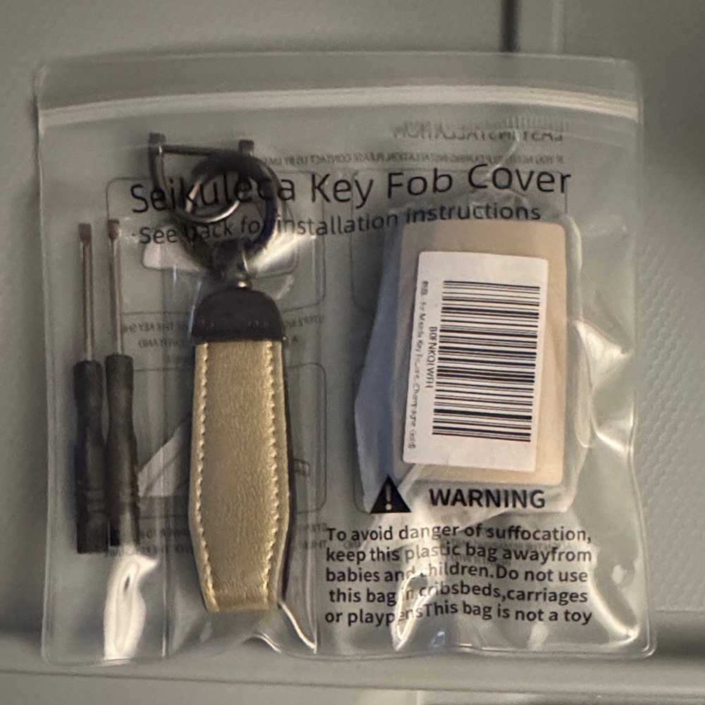 Leather Key Fob Cover in Metallic Gold